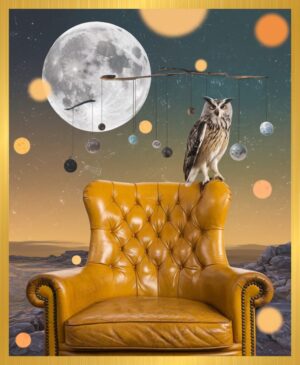 Owl on the Golden Throne – Aluminium Frame