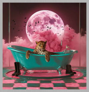 The Leopard and the Pink Moon – Aluminium Frame